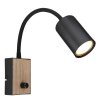 Globo ROBBY Wall Light Wood like finish, black, 1-light source