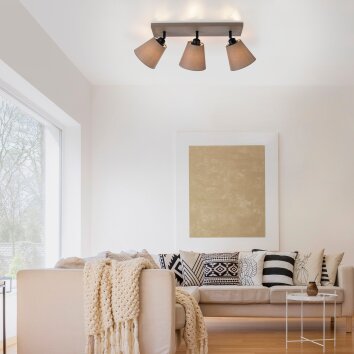 Leuchten-Direkt RIALA Ceiling Light Taupe, 3-light sources