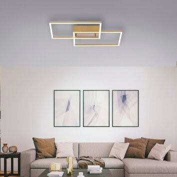 Leuchten-Direkt IVEN Ceiling Light LED brass, 2-light sources, Remote control