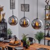 Koyoto  Pendant Light glass 30 cm chrome, Smoke-coloured, 3-light sources