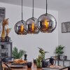 Koyoto  Pendant Light glass 30 cm chrome, Smoke-coloured, 3-light sources