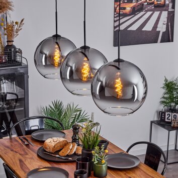 Koyoto  Pendant Light glass 30 cm clear, Smoke-coloured, 3-light sources