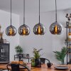 Koyoto  Pendant Light glass 25 cm chrome, Smoke-coloured, 4-light sources