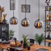 Koyoto  Pendant Light glass 25 cm chrome, Smoke-coloured, 3-light sources