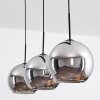 Koyoto  Pendant Light glass 25 cm chrome, Smoke-coloured, 3-light sources