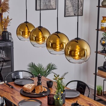 Koyoto  Pendant Light glass 25 cm gold, clear, 4-light sources