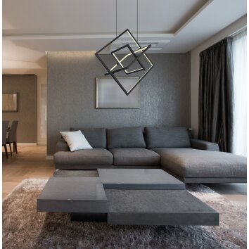 Globo WOLFHARD Pendant Light LED black, white, 1-light source, Remote control