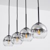 Koyoto  Pendant Light glass 15 cm chrome, clear, Smoke-coloured, 4-light sources
