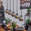Koyoto  Pendant Light glass 15 cm chrome, Smoke-coloured, 5-light sources