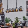 Koyoto  Pendant Light glass 15 cm chrome, Smoke-coloured, 5-light sources