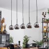 Koyoto  Pendant Light glass 15 cm chrome, Smoke-coloured, 5-light sources