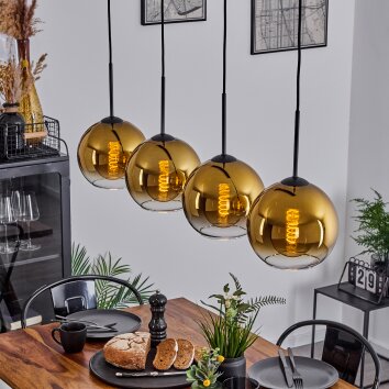 Koyoto  Ceiling Light glass 20 cm gold, clear, 4-light sources