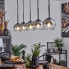 Koyoto  Pendant Light glass 15 cm chrome, clear, Smoke-coloured, 5-light sources