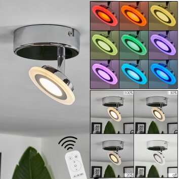 Lucy Ceiling Light LED chrome, 1-light source, Remote control, Colour changer