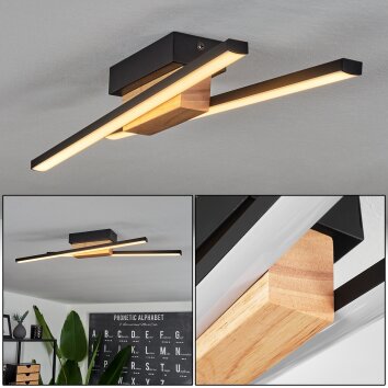 Meiral Ceiling Light LED Light wood, black, 2-light sources