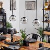 Koyoto  Pendant Light glass 15 cm chrome, clear, Smoke-coloured, 3-light sources