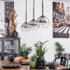 Koyoto  Pendant Light glass 15 cm chrome, clear, Smoke-coloured, 3-light sources