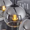 Koyoto  Pendant Light glass 15 cm chrome, clear, Smoke-coloured, 3-light sources