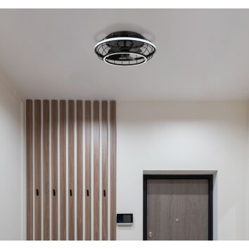 Globo LEONHARD ceiling fan LED black, 1-light source, Remote control