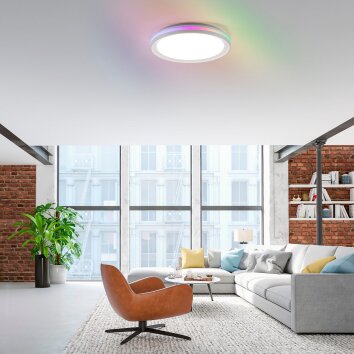 Leuchten-Direkt RIBBON Ceiling Light LED white, 2-light sources, Remote control, Colour changer