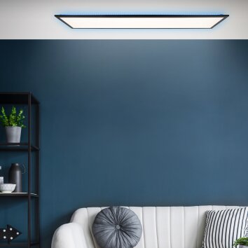 Brilliant Everett Ceiling Light LED black, 1-light source, Remote control, Colour changer