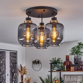 Curveira Ceiling Light bronze, black, 3-light sources