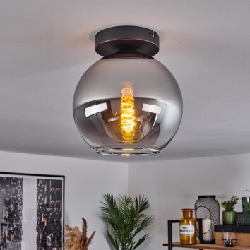 Koyoto  Ceiling Light glass 20 cm chrome, clear, Smoke-coloured, 1-light source