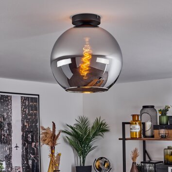 Koyoto  Ceiling Light glass 30 cm chrome, Smoke-coloured, 1-light source