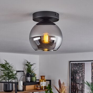 Koyoto  Pendant Light glass 15 cm chrome, Smoke-coloured, 1-light source