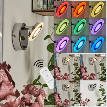 Lucy Wall Light LED chrome, 1-light source, Remote control, Colour changer