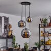 Koyoto  Pendant Light glass 20 cm, 25 cm, 30cm chrome, Smoke-coloured, 3-light sources