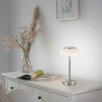 Paul Neuhaus Q-ETIENNE Table lamp LED brushed steel, 1-light source, Remote control