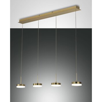 Fabas Luce Dunk Pendant Light LED brass, 4-light sources