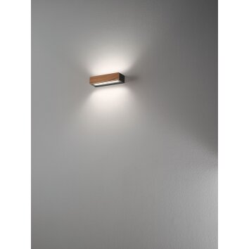 Fabas Luce Hazel Wall Light LED Dark wood, black, 1-light source