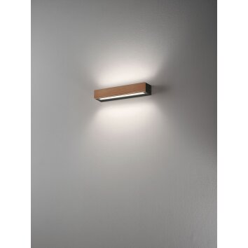 Fabas Luce Hazel Wall Light LED Dark wood, black, 1-light source
