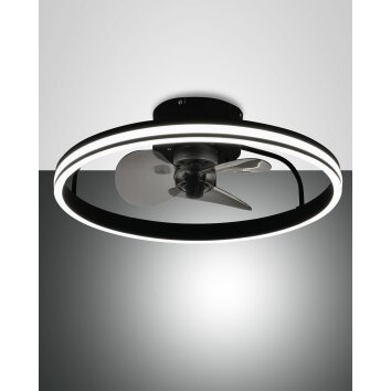 Fabas Luce Relais ceiling fan LED black, 1-light source