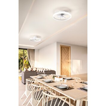 Fabas Luce Relais ceiling fan LED white, 1-light source