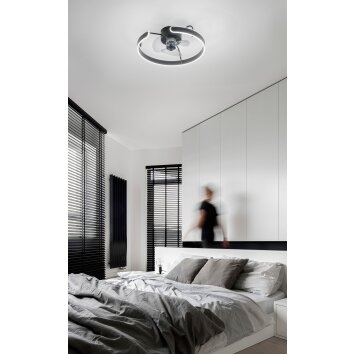 Fabas Luce Savoy ceiling fan LED black, 1-light source
