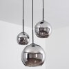 Koyoto  Pendant Light glass 15 cm, 20 cm, 25 cm chrome, Smoke-coloured, 3-light sources