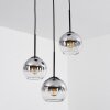 Koyoto  Pendant Light glass 15 cm chrome, clear, Smoke-coloured, 3-light sources