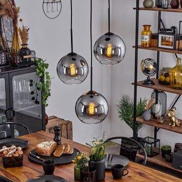 Koyoto  Ceiling Light glass 20 cm clear, Smoke-coloured, 3-light sources