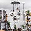 Koyoto  Pendant Light glass 15 cm, 20 cm, 25 cm, 30cm chrome, clear, Smoke-coloured, 5-light sources