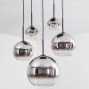 Koyoto  Pendant Light glass 15 cm, 20 cm, 25 cm, 30cm chrome, clear, Smoke-coloured, 5-light sources