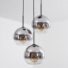 Koyoto  Pendant Light glass 25 cm chrome, clear, Smoke-coloured, 3-light sources