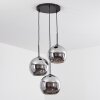 Koyoto  Pendant Light glass 25 cm chrome, Smoke-coloured, 3-light sources