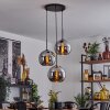 Koyoto  Pendant Light glass 25 cm chrome, Smoke-coloured, 3-light sources