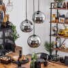 Koyoto  Pendant Light glass 25 cm chrome, Smoke-coloured, 3-light sources
