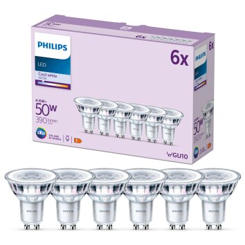 Philips Classic Set of 6 LED GU10 4.6 Watt 4000 Kelvin 390 Lumen