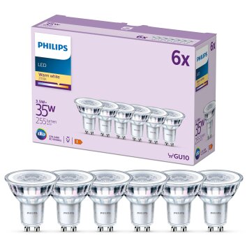 Philips Classic Set of 6 LED GU10 3.5 Watt 2700 Kelvin 255 Lumen
