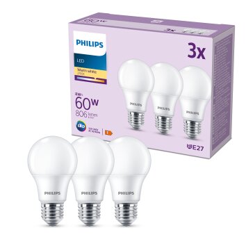 Philips Classic Set of 3 LED E27 8 Watt 2700 Kelvin 806 Lumen